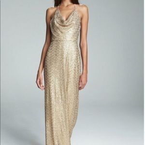 Amsale Honora Gold Bridesmaid Dress